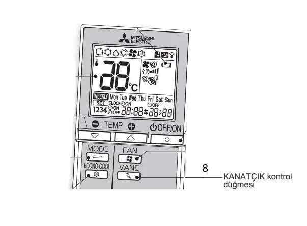 mitsubishi electric klima kanatcik kontrol dugmesi