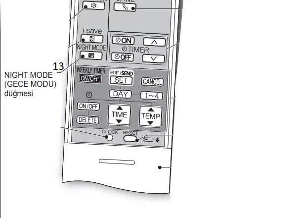 mitsubishi electric klima night mode gece modu dugmesi