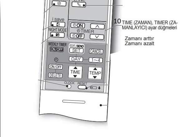 mitsubishi electric klima time zaman timer zamanlayici ayar dugmesi