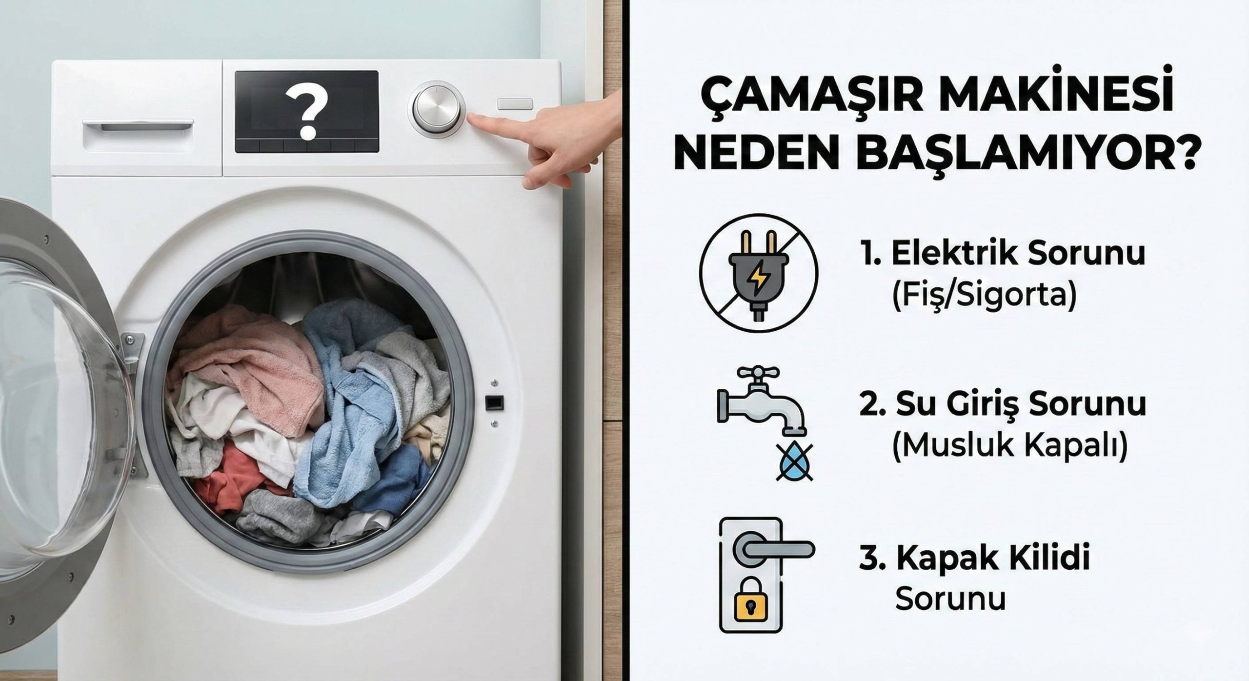 Çamaşır Makinesi Neden Başlamıyor? (3 Yaygın Neden ve Çözümü)