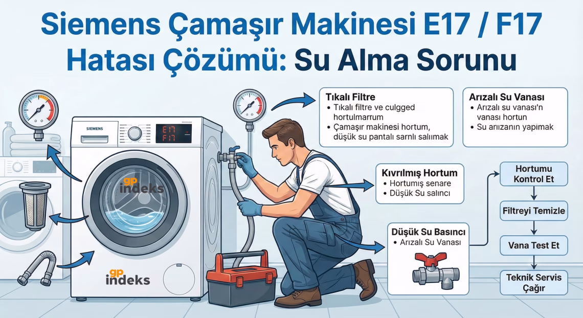 Siemens Çamaşır Makinesi E17 veya F17 Hatası Çözümü (Su Alma Sorunu) 1 Siemens Çamaşır Makinesi E17 veya F17 Hatası